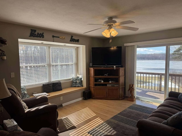 18175 Lake Dr, Big Rapids, MI 49307 - living area featuring light wood finished floors and a ceiling fan