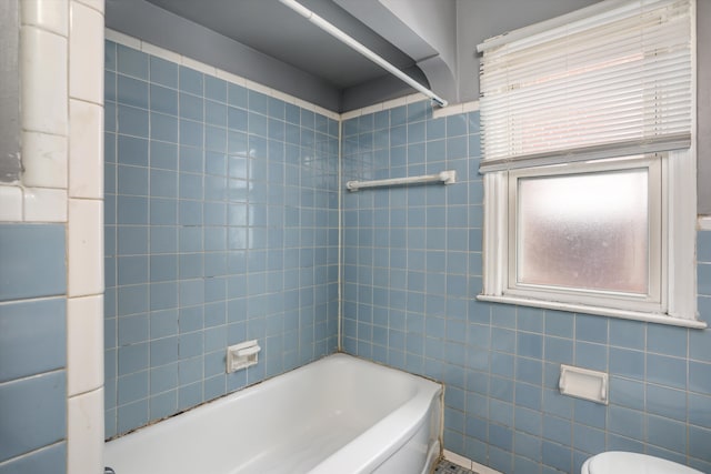 11248 Kennebec, Detroit, MI 48205 - full bathroom featuring toilet, tile walls, and shower / tub combination