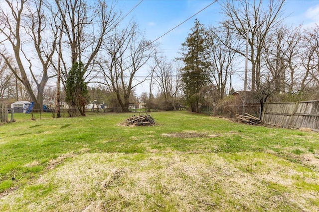 view of yard with a fenced backyard