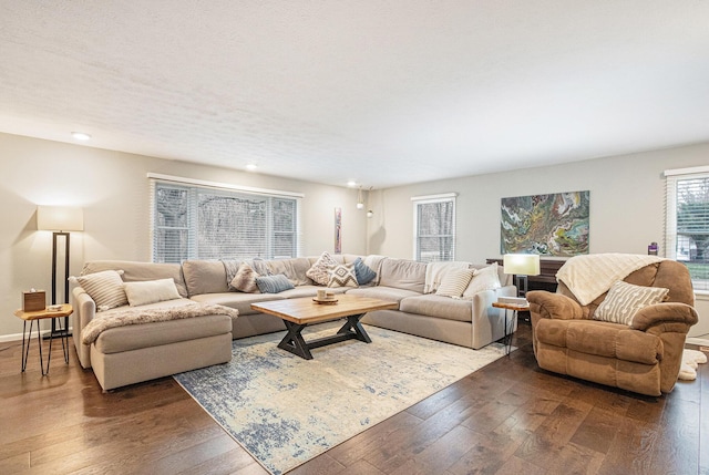 3804 Lincoln Ave, Saint Joseph, MI 49085 - living room with baseboards, dark wood-style floors, and recessed lighting