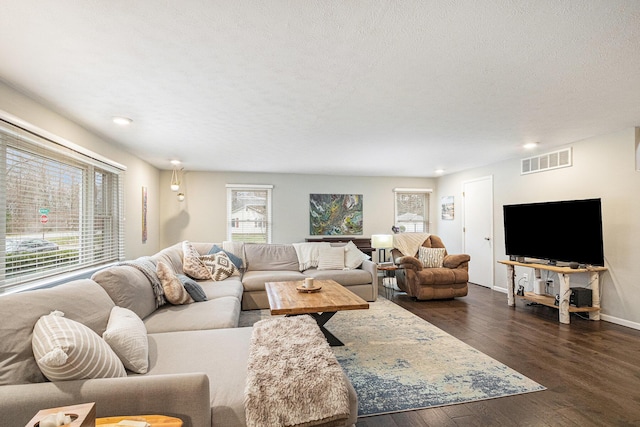 3804 Lincoln Ave, Saint Joseph, MI 49085 - living room featuring recessed lighting, plenty of natural light, visible vents, and dark wood finished floors