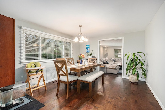 3804 Lincoln Ave, Saint Joseph, MI 49085 - dining room featuring a chandelier, wood-type flooring, and a healthy amount of sunlight