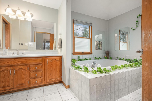 3804 Lincoln Ave, Saint Joseph, MI 49085 - full bathroom featuring marble finish floor, vanity, and a garden tub