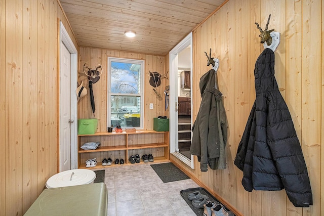 3804 Lincoln Ave, Saint Joseph, MI 49085 - mudroom with wooden walls and wooden ceiling