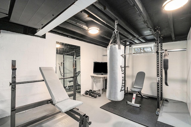 3804 Lincoln Ave, Saint Joseph, MI 49085 - exercise room featuring concrete block wall