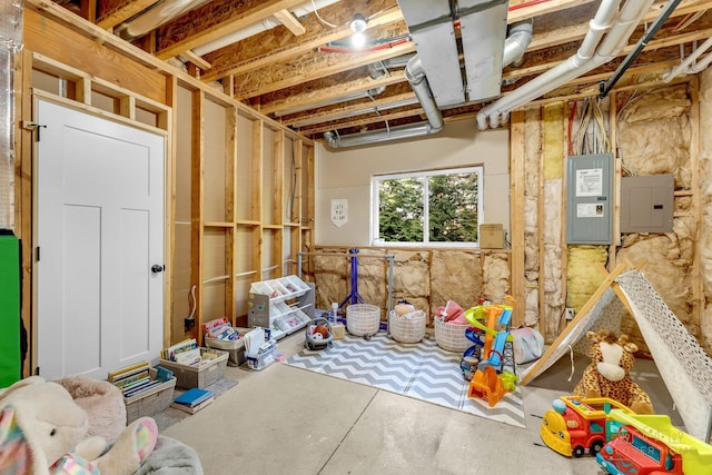 basement with electric panel