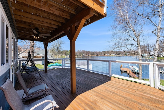 view of dock featuring a deck with water view
