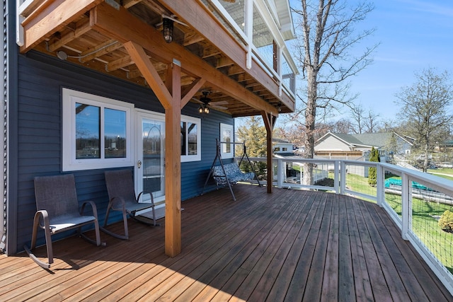 deck featuring ceiling fan