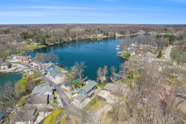 bird's eye view with a water view and a residential view