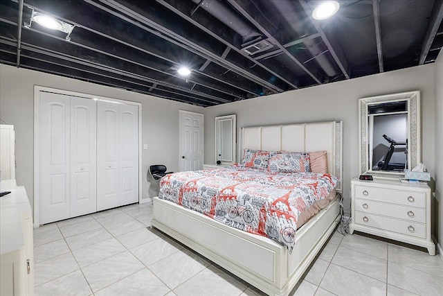bedroom with light tile patterned flooring
