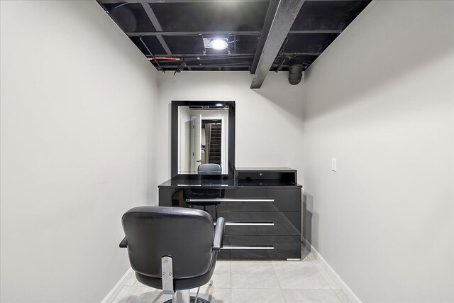tiled office with baseboards