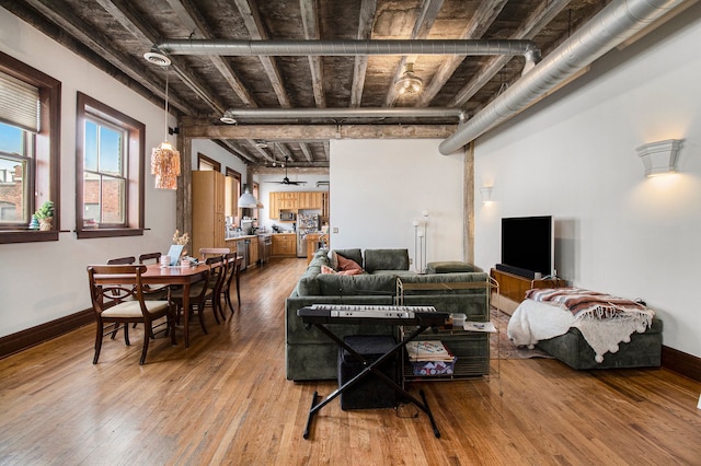 3139 Woodward Ave Unit 6, Detroit, MI 48201 - living area with hardwood / wood-style flooring and ceiling fan