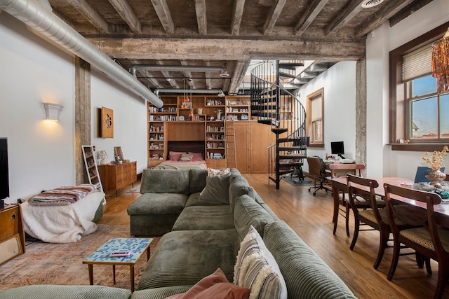 3139 Woodward Ave Unit 6, Detroit, MI 48201 - living room featuring stairs, wood finished floors, and an office area