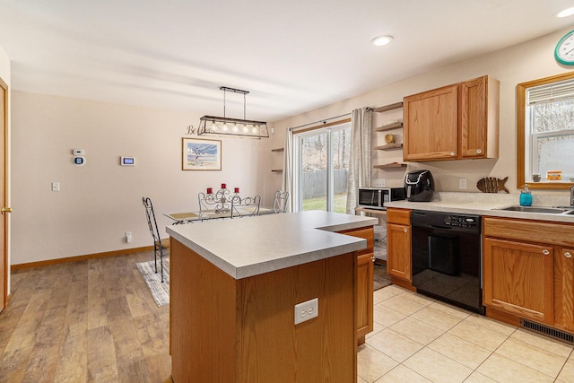 10412 W Woodrow Rd, Shelby, MI 49455 - kitchen featuring a sink, open shelves, plenty of natural light, and dishwasher