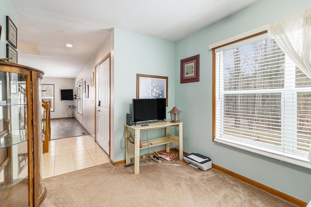 10412 W Woodrow Rd, Shelby, MI 49455 - interior space with recessed lighting, carpet flooring, and baseboards