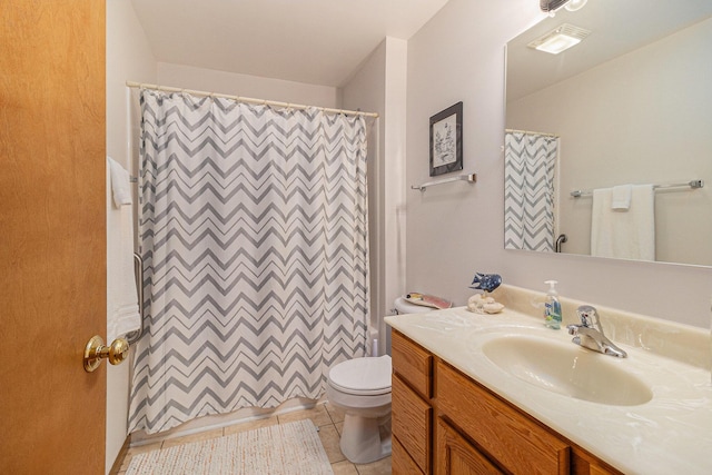 10412 W Woodrow Rd, Shelby, MI 49455 - full bathroom featuring tile patterned floors, toilet, curtained shower, and vanity