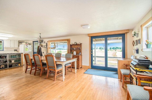 dining room featuring light wood finished floors and a wealth of natural light
