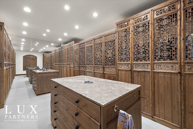 wine cellar featuring recessed lighting