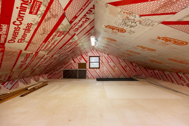 view of unfinished attic