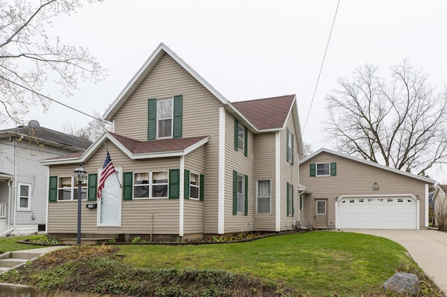 view of front facade featuring a front yard and driveway