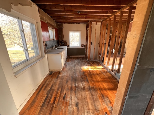 28391 Rollcrest Rd, Farmington Hills, MI 48334 - interior space featuring a sink and dark wood-style flooring