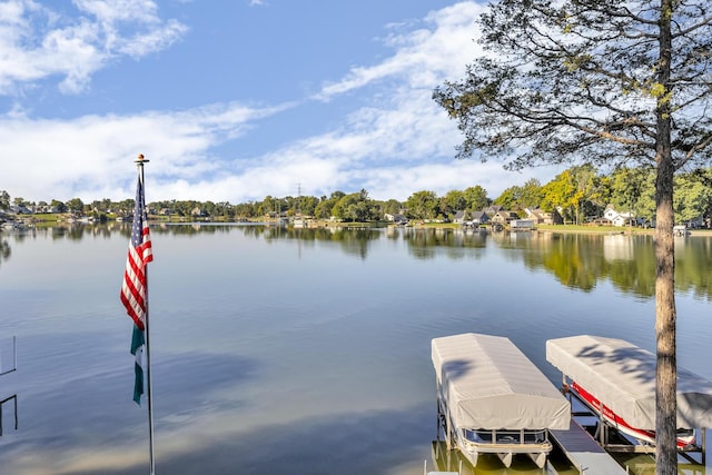 view of dock featuring a water view