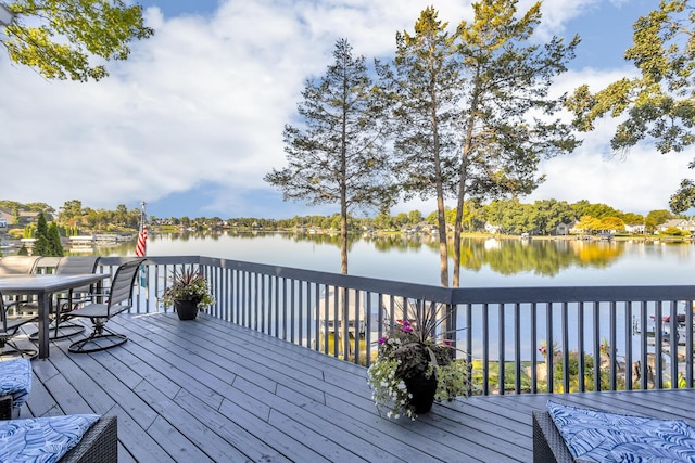deck with a water view