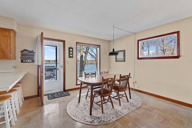 11672 Bradley Dr, Jerome, MI 49249 - dining area with baseboards and a water view