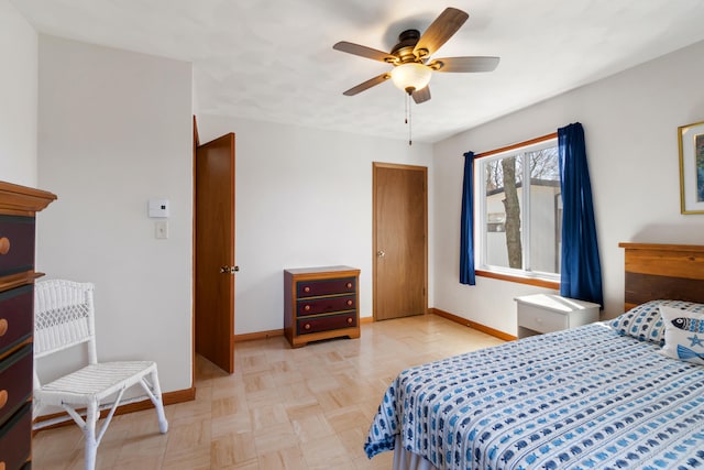 11672 Bradley Dr, Jerome, MI 49249 - bedroom featuring a closet, ceiling fan, and baseboards