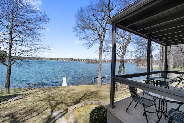 11672 Bradley Dr, Jerome, MI 49249 - dock area with a water view and a lawn
