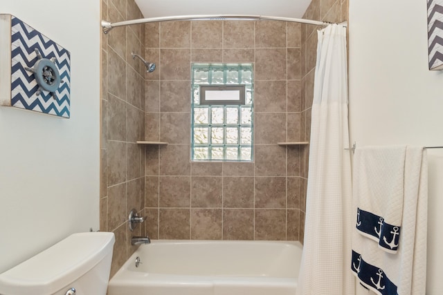 11672 Bradley Dr, Jerome, MI 49249 - bathroom featuring shower / bath combination with curtain and toilet