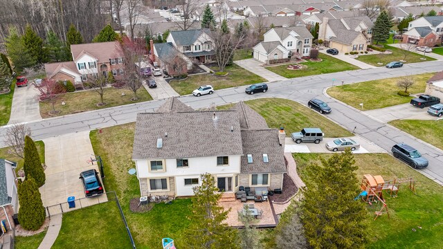 birds eye view of property featuring a residential view