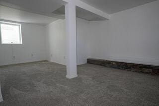 below grade area featuring carpet