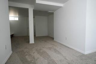 basement featuring carpet flooring