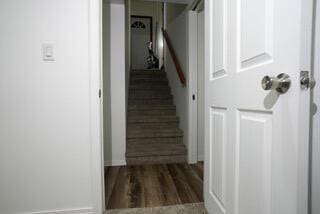 stairs with wood finished floors
