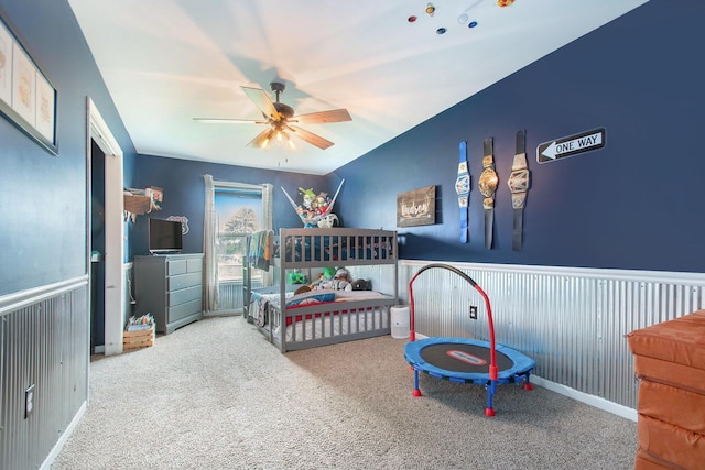 bedroom with carpet floors and a ceiling fan