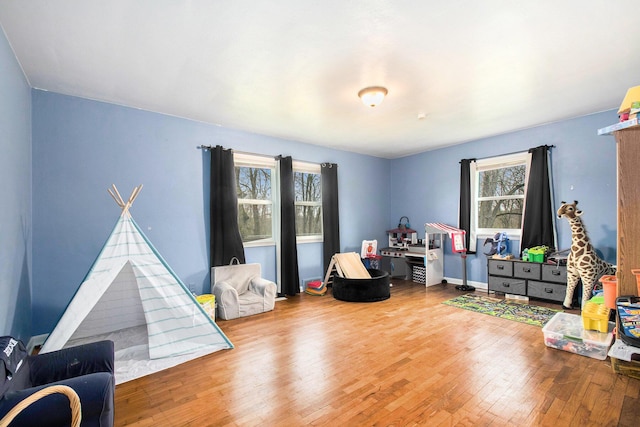 game room featuring hardwood / wood-style floors