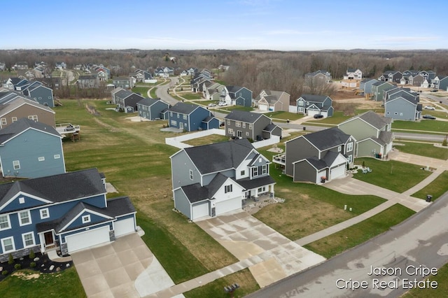 aerial view with a residential view