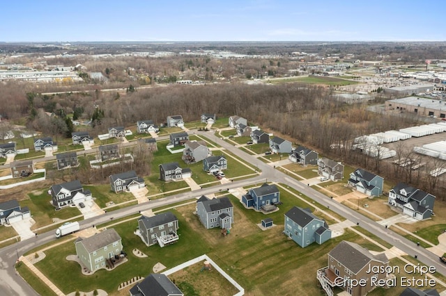 bird's eye view with a residential view