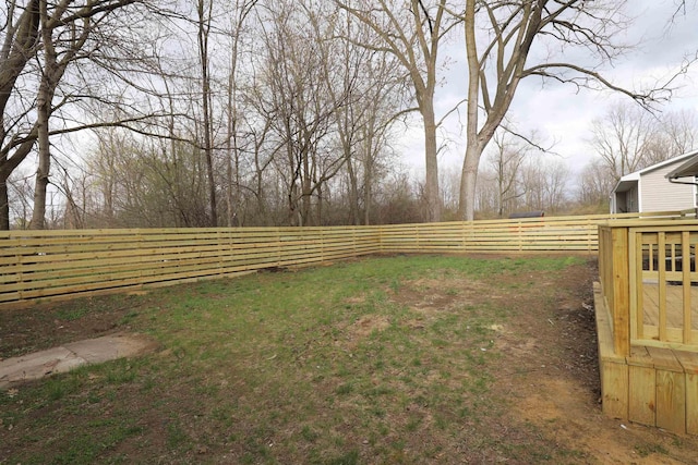 view of yard featuring a fenced backyard
