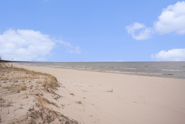 property view of water featuring a view of the beach