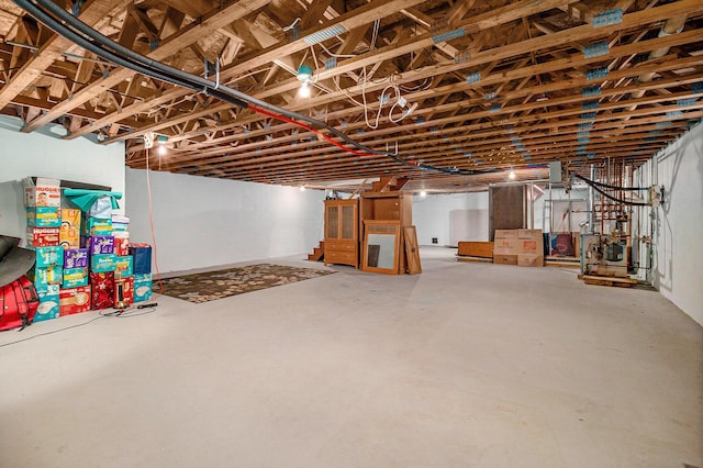 view of unfinished basement