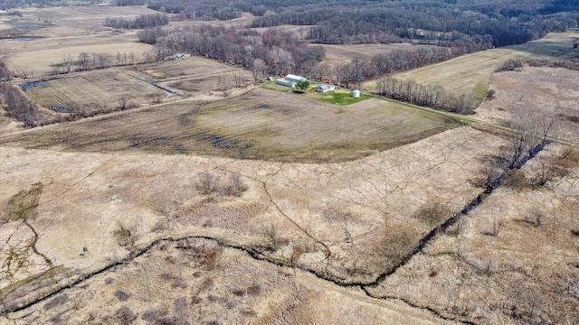 aerial view featuring a rural view