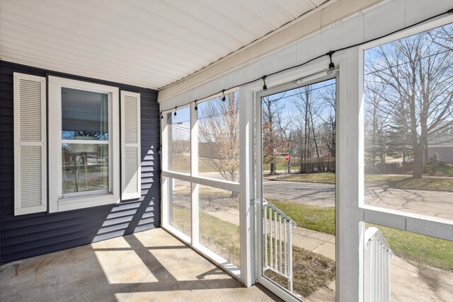 view of unfurnished sunroom