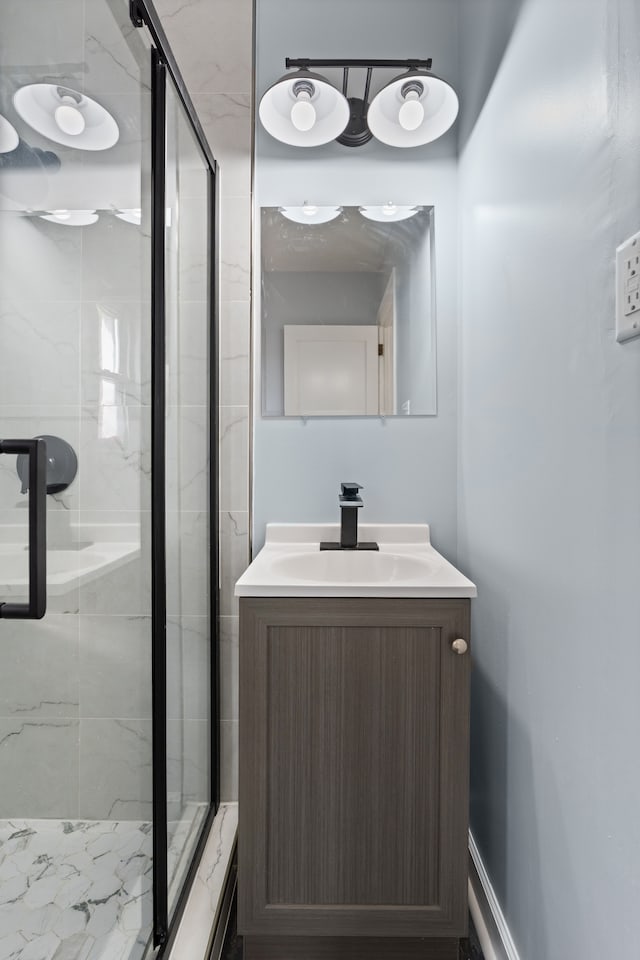 19319 Pennington Dr, Detroit, MI 48221 - bathroom featuring vanity and a marble finish shower