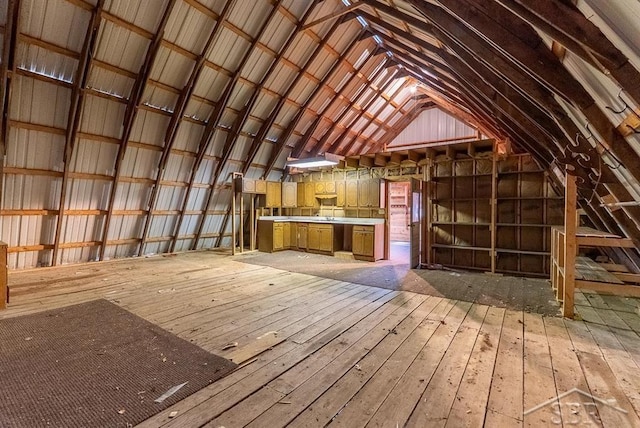 view of unfinished attic