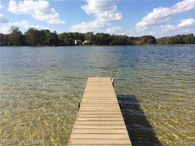 view of dock featuring a water view
