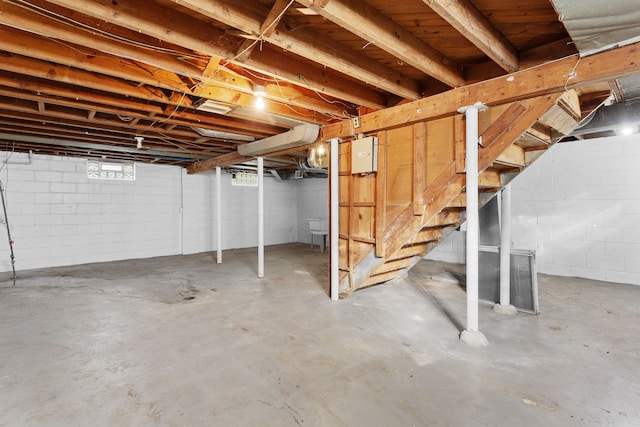 basement with stairs