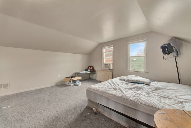 14424 Edmore Dr, Detroit, MI 48205 - bedroom with baseboards, lofted ceiling, visible vents, and carpet