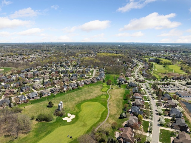 bird's eye view with a residential view and view of golf course